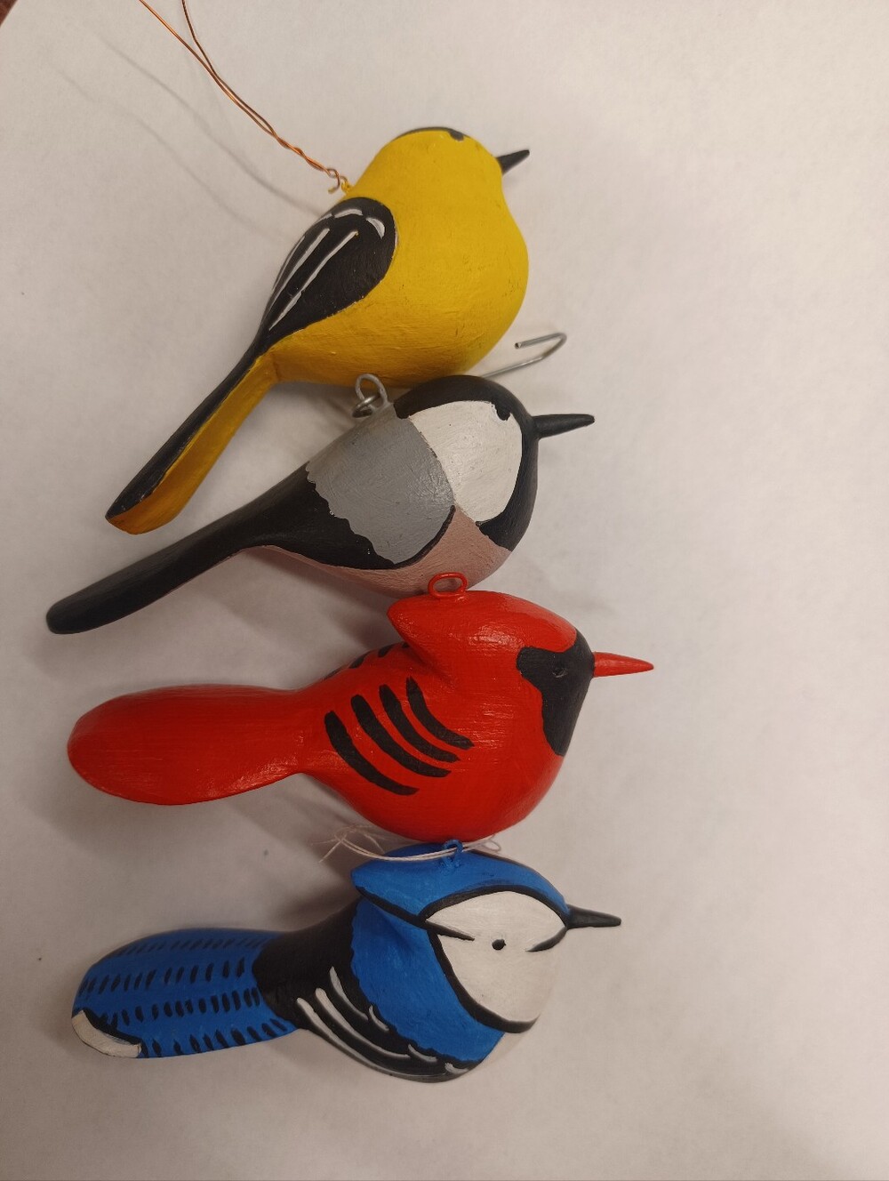 Cottagecore Wooden Rustic Folk Art Hand Painted Bird Tree Decoration Ornaments